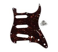FLEOR 11 Hole SSS Pickguard Scratchplate for USA/Mexican Made Standard Modern ST Style Electric Guitar Replacement,Brown Tortoise Shell 4ply