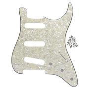 FLEOR 11 Hole SSS Pickguard Scratchplate for USA/Mexican Made Standard Modern ST Style Electric Guitar Replacement,Aged Pearl 4ply