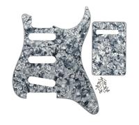 FLEOR 11 Holes SSS ST Style Guitar Pickguard and ST Backplate Set with Mounting Screw for Standard Electric ST Guitar Accessories,4Ply Gray Pearl