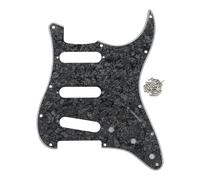 FLEOR 11 Holes ST Style Pickguard SSS Guitar Pickguard Pick Guard Scratchplate with Screws Set,4Ply Black Pearl