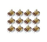 FLEOR 12PCS Full Size B250K Potentiometer Bass Guitar Tone Volume Control Pots L15mm Gold-plated Copper Short Split Shaft