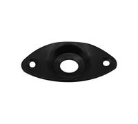 FLEOR 1pcs Black Guitar Bass Jack Plate Oval Metal Jack Socket Mounting Plate Replacement