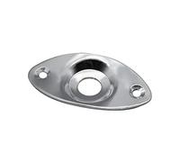 FLEOR 1pcs Chrome Guitar Bass Jack Plate Oval Metal Jack Socket Mounting Plate Replacement