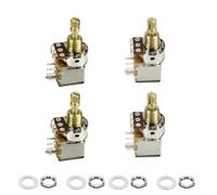FLEOR 2pcs A250k+2pcs B250K Push Push Guitar Pots Short Copper Split Shaft Guitar Tone Volume Potentiometers,18 Splines