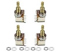 FLEOR 2pcs A500k+2pcs B500K Push Push Guitar Pots Long Copper Split Shaft Guitar Tone Volume Potentiometers,18 Splines