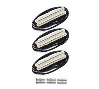FLEOR 3pcs Cream Hot Dual Rail Humbucker Pickup Set Alnico 5 Single-Coil-Sized Humbucker N+M+B Pickups