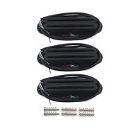 FLEOR 3pcs Hot Dual Rail Humbucker Set Ceramic N+M+B Single-Coil-Sized Guitar Humbucker Pickup,Full Black