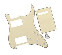 FLEOR 3Ply Cream HH Pickguard 11 Holes ST Guitar Pick Guard Backplate Screws Set