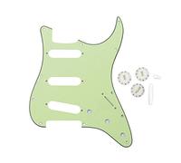 FLEOR 3Ply SSS Guitar Pickguard Scratch Plate Set & 2T1V Konbs Tips & Tremolo Whammy Bar Tip,Mint Green