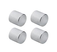 FLEOR 4PCS Chrome Knurled Flat Top Control Knobs without Mounting Screws for US Mexico made Telecaster/Precision Bass Guitar