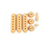 FLEOR 52/52/52mm ST Pickup Covers and 2 Tones 1 Volume Plastic Control Knobs Set 5-Way Switch Tip (Cross Style) & Whammy Bar Tip for ST, Cream