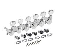 FLEOR 6-in-line Guitar Locking Tuners Sperzel Style 6L Enclosed Gear String Tuning Pegs Keys Machine Heads Set for Electric or Acoustic Guitar Parts, Chrome