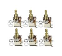 FLEOR 6PCS B250K Push Push Bounce Switch Potentiometer Linear Taper Pot Long Split Copper Shaft for Electric Guitar Bass Volume/Tone Controls
