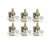 FLEOR 6PCS B500K Push Push Bounce Switch Potentiometer Linear Taper Pot Short Split Copper Shaft for Electric Guitar Bass Volume/Tone Controls