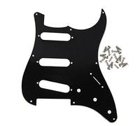 FLEOR 8 Hole SSS ST Pickguard Electric Guitar Scratchplate with Screw for Vintage Style ST Guitar Parts, 3Ply Black/White/Black
