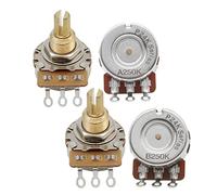 FLEOR A250K+B250K Guitar Tone/Volume Pots 24-Spline Long Split Shaft Guitar Potentiometer,Pack of 4