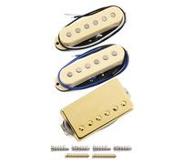 FLEOR Alnico 5 Flat Pole Single Coil Pickup and Covered Humbucker Set Cream HSS N+M+B Pickups for Strat Style Guitar