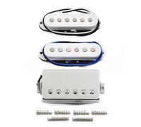FLEOR Alnico 5 Flat Pole Single Coil Pickup and Covered Humbucker Set White HSS N+M+B Pickups for ST Style Guitar