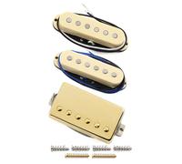 FLEOR Alnico 5 Flat Pole Single Coil Pickup and High Gain Humbucker Set Cream HSS N+M+B Pickups for ST Style Guitar