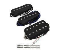 FLEOR Alnico 5 Flat Pole Single Coil Pickups and High Output Humbucker SSH Guitar Pickup Set,Black