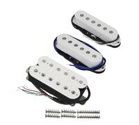 FLEOR Alnico 5 Flat Pole Single Coil Pickups and High Output Humbucker SSH Guitar Pickup Set,White
