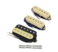 FLEOR Alnico 5 Flat Pole Single Coil Pickups and High Output Humbucker SSH Guitar Pickup Set,Zebra