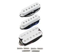 FLEOR Alnico 5 Flat Pole Single Coil Pickups and Humbucker SSH Guitar Pickup Set,White