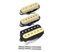 FLEOR Alnico 5 Flat Pole Single Coil Pickups and Humbucker SSH Guitar Pickup Set,Zebra