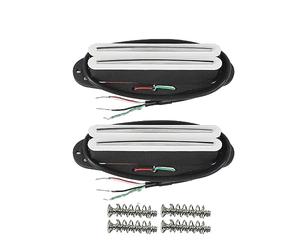 FLEOR Alnico 5 Hot Rail Single-Coil-Sized Humbucker Pickup Middle+Bridge Pickup Set, White