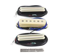 FLEOR Alnico 5 N+M+B Pickups Set RSR Single Coil Pickup and Hot Dual Rail Humbucker Guitar Pickup Set,Cream
