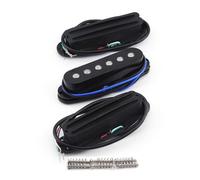 FLEOR Alnico 5 N+M+B Pickups Set RSR Single Coil Pickup and Hot Dual Rail Humbucker Guitar Pickup Set,Full Black