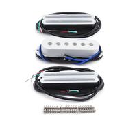 FLEOR Alnico 5 N+M+B Pickups Set RSR Single Coil Pickup and Hot Dual Rail Humbucker Guitar Pickup Set,White
