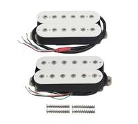 FLEOR Alnico 5 Overwound Open Style Humbucker Double Coil Humbucker Neck & Bridge Pickup Set Double Coil Humbucker Pickups for Electric Guitar -White