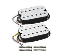 FLEOR Alnico 5 Pack Electric Guitar Neck Pickups and Bridge 15-16K White Double Coil Humbucker Pickups