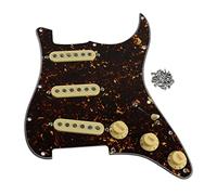 FLEOR Alnico 5 Pre-wired Strat Pickguard 3 Electric Guitar Pickguard with Single Coil Pickup - Brown Tortoise Shell