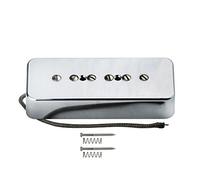 FLEOR Alnico 5 Single Coil Guitar Pickups Adjustable Flat Magnetic Pole Pieces for Les Paul P90 Soap Bar Style Electric Guitar Part (bridge pickup, Chrome)