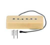 FLEOR Alnico 5 Single Coil Guitar Pickups Adjustable Flat Magnetic Pole Pieces for Les Paul P90 Soap Bar Style Electric Guitar Part (neck pickup, cream)