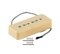 FLEOR Alnico 5 Single Coil Guitar Pickups Adjustable Flat Magnetic Pole Pieces for Les Paul P90 Soap Bar Style Electric Guitar Part (bridge pickup, Cream)