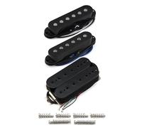 FLEOR Alnico 5 SSH Guitar Pickup Set Flat Pole Single Coil Pickups and Bridge Humbucker Set,Black