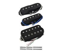 FLEOR Alnico 5 Staggered Pole Single Coil Pickups and High Output Humbucker Pickup SSH Set,Black