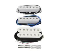 FLEOR Alnico 5 Staggered Pole Single Coil Pickups and High Output Humbucker Pickup SSH Set,White
