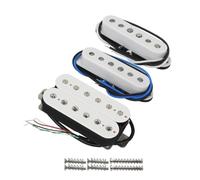 FLEOR Alnico 5 Staggered Pole Single Coil Pickups and Humbucker Pickup SSH Set,White