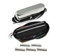 FLEOR Alnico 5 Tele Pickups Set Chrome Neck Pickup and Black Hot Dual Rail Bridge Humbucker Pickup Set