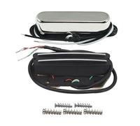 FLEOR Alnico 5 Tele Pickups Set Chrome Neck Pickup and High Output Black Hot Dual Rail Bridge Humbucker Pickup Set