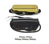 FLEOR Alnico 5 Tele Pickups Set Golden Neck Pickup and High Output Black Hot Dual Rail Bridge Humbucker Pickup Set