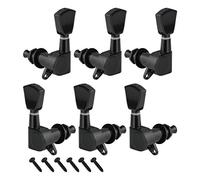 FLEOR Black Sealed Guitar Tuning Keys Pegs 3L+3R Machine Head Tuners Set with Keystone Button
