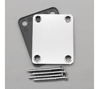 FLEOR Chrome Guitar Neck Plate with Mounting Screws, Metal Neck Joint Plate for Electric Guitar Replacement Parts