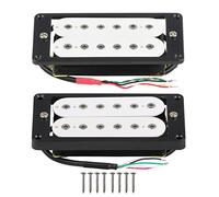 FLEOR Double Coil Pickup Set Humbucker Size Ceramic Pickups 12 Pieces Hexagonal Screw Pole with Black Curved Frame (Neck + Bridge Pickup)