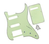 FLEOR HSS Guitar Pickguard 11-Hole ST Style Electric Guitar Pick Guard Backplate Set with Mounting Screws,3Ply Mint Green