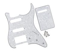 FLEOR HSS Guitar Pickguard 11-Hole ST Style Electric Guitar Pick Guard Backplate Set with Mounting Screws,4Ply White Pearl